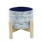 Kingston Living 6" Navy Blue Ceramic Decorative Planter with Stand